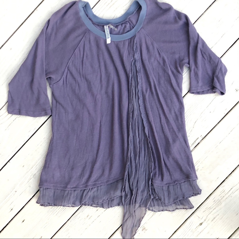 Monoreno Boho Layered Mixed Media Top, L, EUC